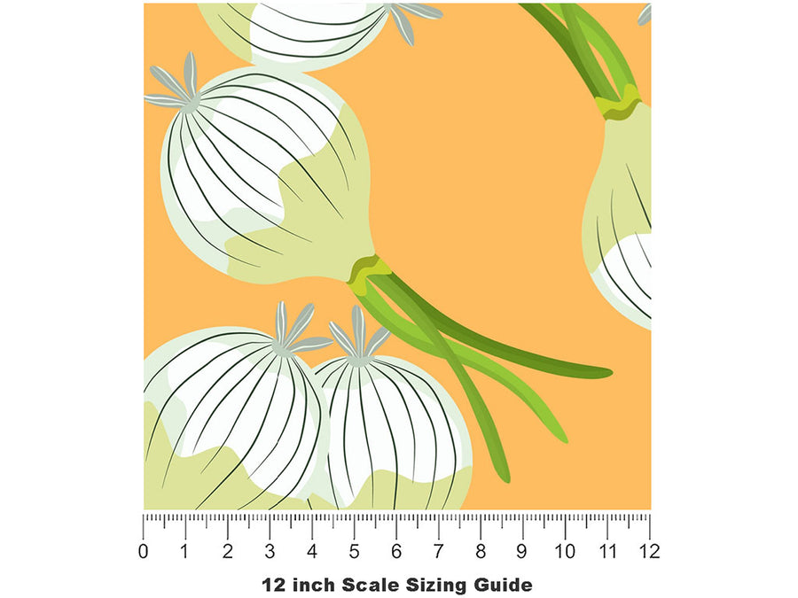 Crystal White Vegetable Vinyl Film Pattern Size 12 inch Scale~Rwraps Crystal White Vegetable Sizing Chart~2