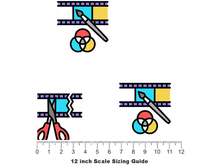 Cutting Room Movie Vinyl Film Pattern Size 12 inch Scale~Rwraps Cutting Room Movie Sizing Chart~2