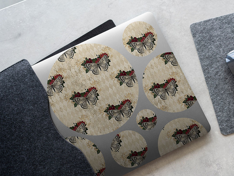 damask moths gothic DIY Laptop Stickers