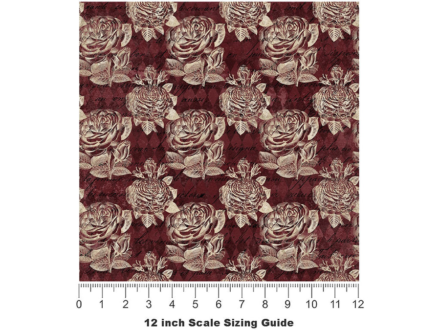 Damask Roses Gothic Vinyl Film Pattern Size 12 inch Scale~Rwraps Damask Roses Gothic Sizing Chart~2