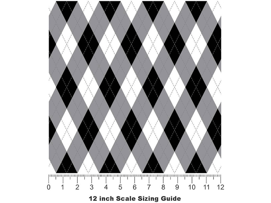 Dark Carbon Argyle Vinyl Film Pattern Size 12 inch Scale~Rwraps Dark Carbon Argyle Sizing Chart~2