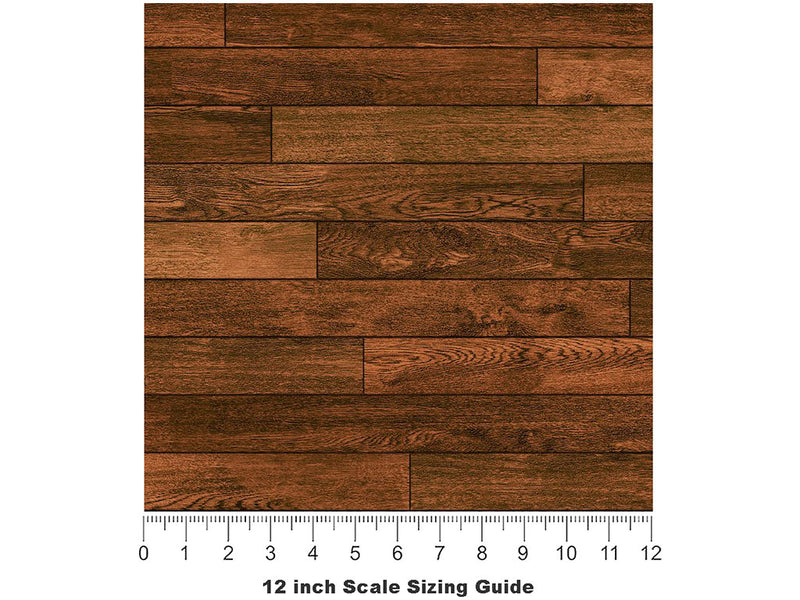 Dark Mahogany Wooden Parquet Vinyl Film Pattern Size 12 inch Scale~Rwraps Dark Mahogany Wooden Parquet Sizing Chart~3