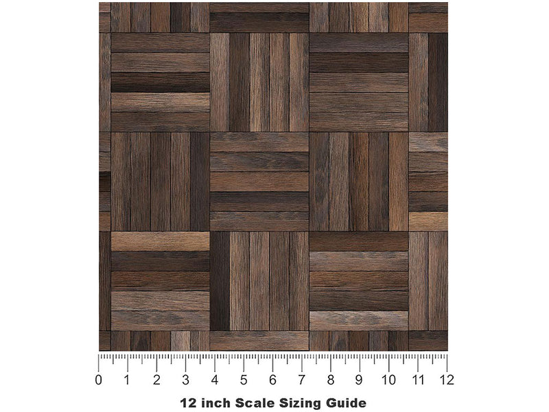 Dark Oak Wooden Parquet Vinyl Film Pattern Size 12 inch Scale~Rwraps Dark Oak Wooden Parquet Sizing Chart~3