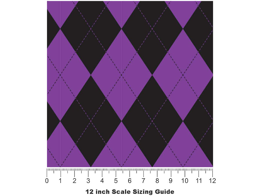 Dark Orchid Argyle Vinyl Film Pattern Size 12 inch Scale~Rwraps Dark Orchid Argyle Sizing Chart~2