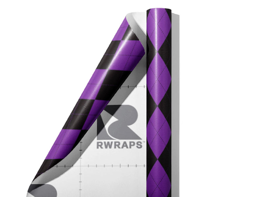 Dark Orchid Argyle Wrap Film Sheets~Rwraps Series 914 Dark Orchid Argyle Scrolled Sheet~3