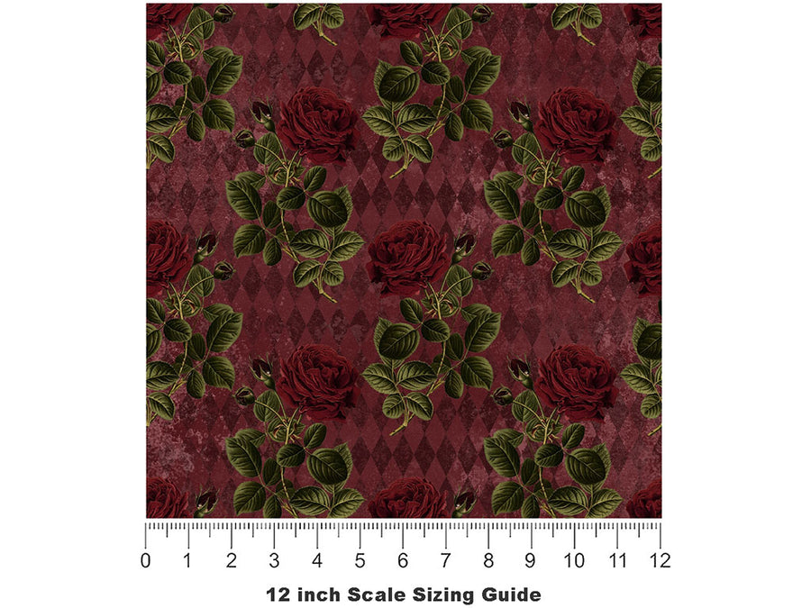 Dark Roses Gothic Vinyl Film Pattern Size 12 inch Scale~Rwraps Dark Roses Gothic Sizing Chart~2