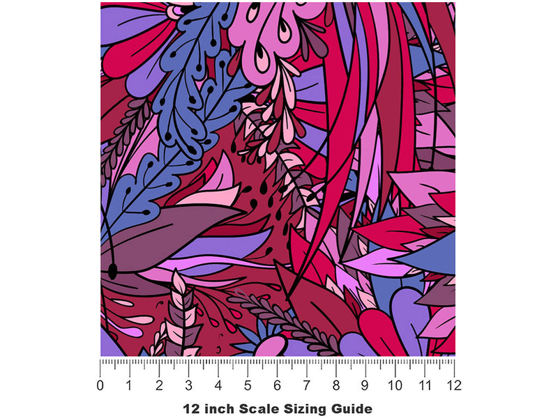 Dark Tango Floral Vinyl Film Pattern Size 12 inch Scale~Rwraps Dark Tango Floral Sizing Chart~2