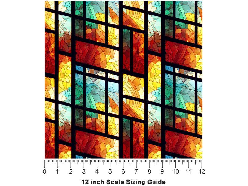 Daylight Panels Stained Glass Vinyl Film Pattern Size 12 inch Scale~Rwraps Daylight Panels Stained Glass Sizing Chart~2