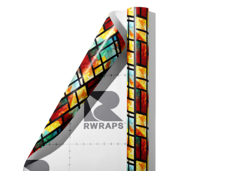 Daylight Panels Stained Glass Wrap Film Sheets~Rwraps Series 914 Daylight Panels Stained Glass Scrolled Sheet~3