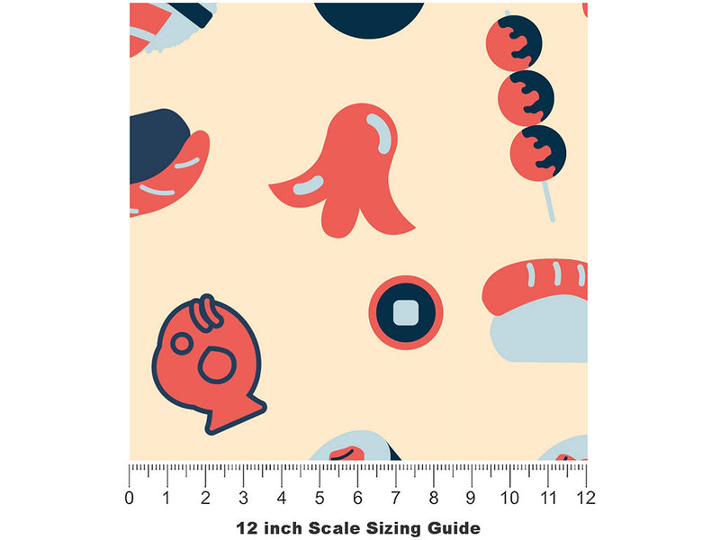 Daytime Dinner Food Vinyl Film Pattern Size 12 inch Scale~Rwraps Daytime Dinner Food Sizing Chart~2
