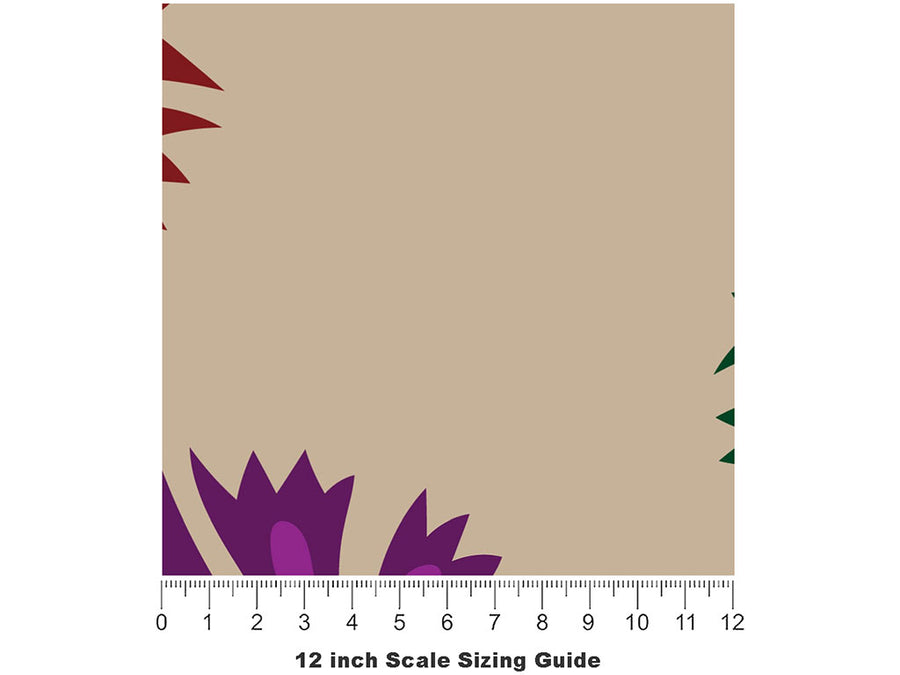 Deco Blossoms Floral Vinyl Film Pattern Size 12 inch Scale~Rwraps Deco Blossoms Floral Sizing Chart~2