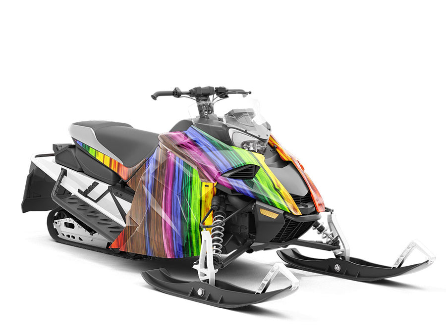 Deep Stain Wood Plank Custom Wrapped Snowmobile