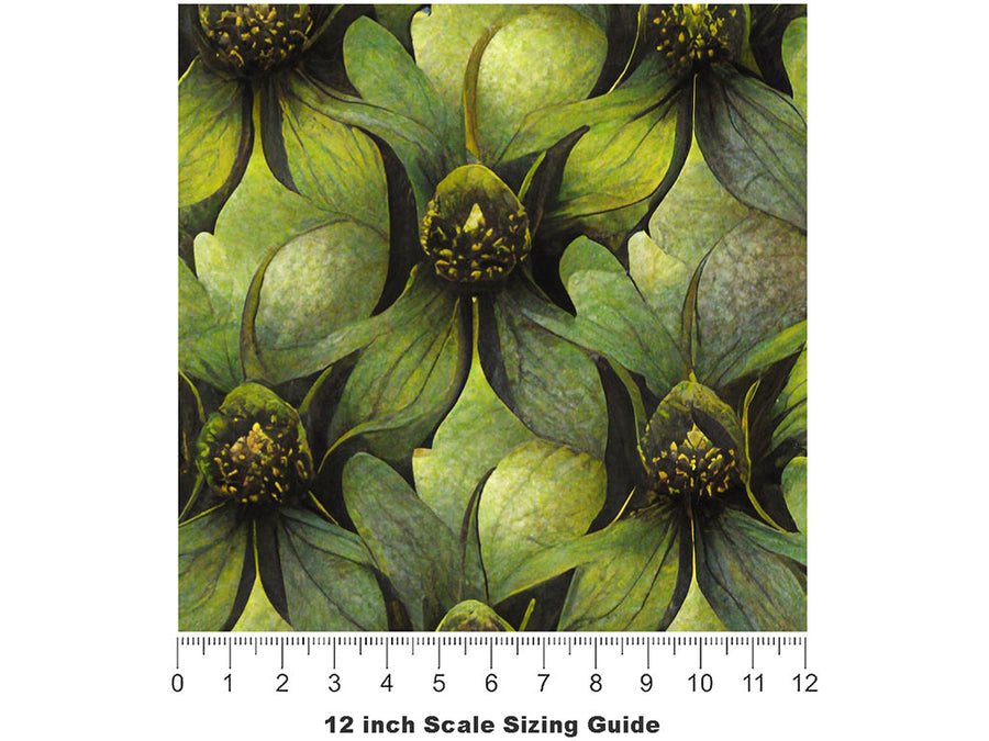Dense Foliage Floral Vinyl Film Pattern Size 12 inch Scale~Rwraps Dense Foliage Floral Sizing Chart~2