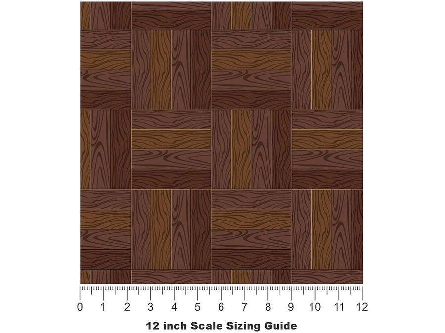 Diagonal Webbing Wooden Parquet Vinyl Film Pattern Size 12 inch Scale~Rwraps Diagonal Webbing Wooden Parquet Sizing Chart~3