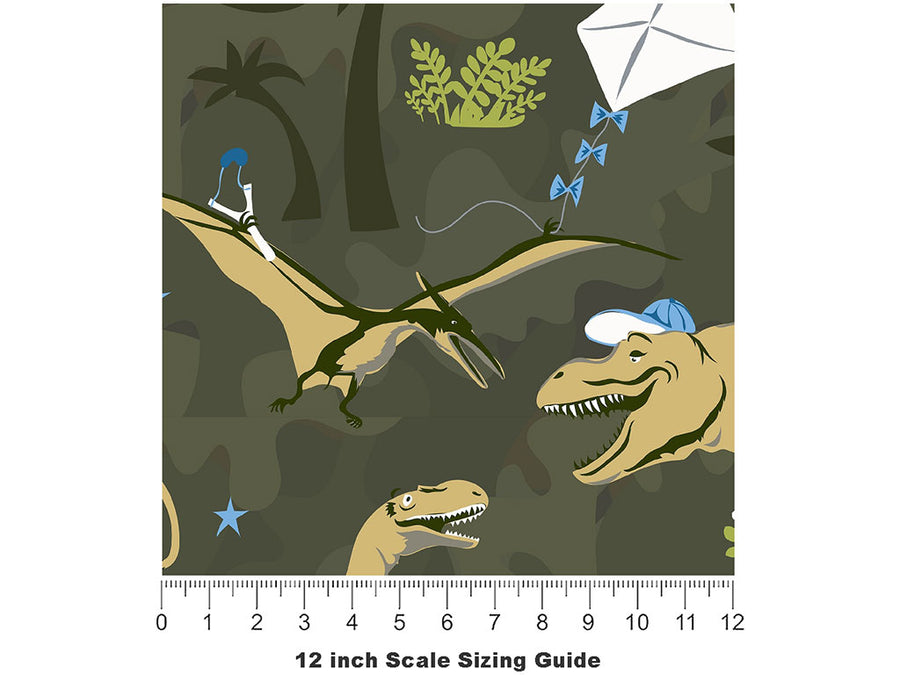 Dino Boys Dinosaur Vinyl Film Pattern Size 12 inch Scale~Rwraps Dino Boys Dinosaur Sizing Chart~2