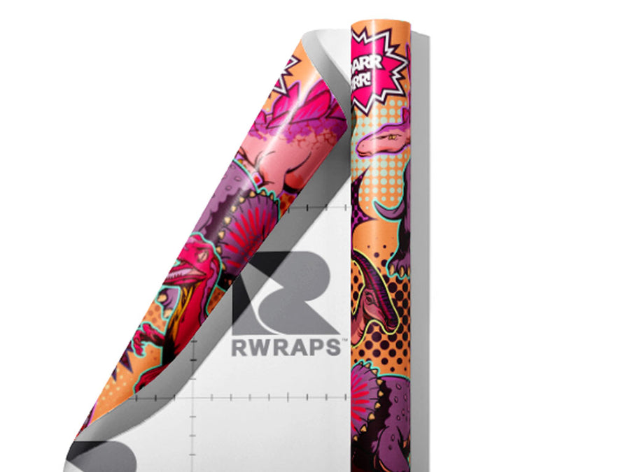 Dino Might Sticker Bomb Wrap Film Sheets~Rwraps Series 914 Dino Might Sticker Bomb Scrolled Sheet~4