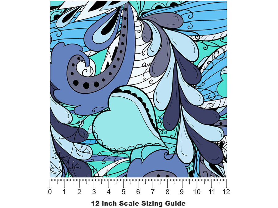 Disappearing Tears Floral Vinyl Film Pattern Size 12 inch Scale~Rwraps Disappearing Tears Floral Sizing Chart~2