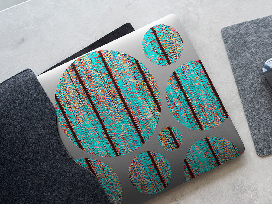 distressed aqua DIY Laptop Stickers
