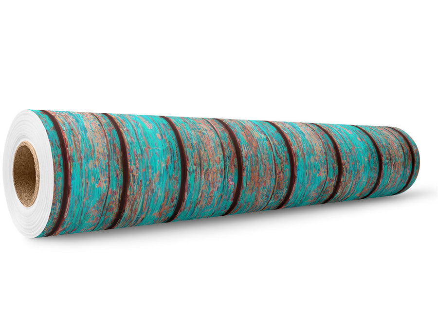 Distressed Aqua Wood Plank Wrap Film Wholesale Roll~Rwraps Series 914 Digitally Printed Vinyl Roll~5