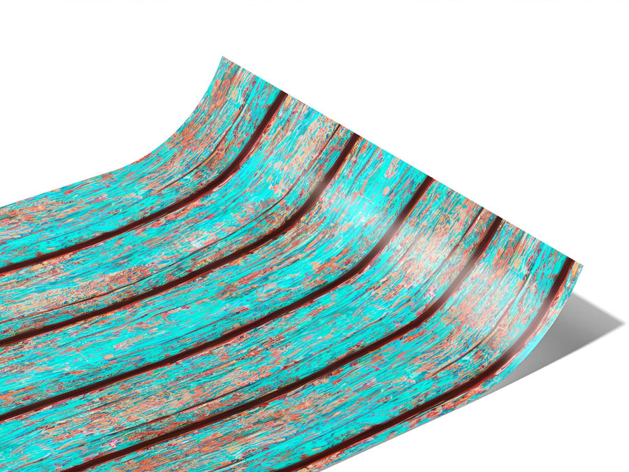 Distressed Aqua Wood Plank Vinyl Wraps~Rwraps Series 914 Digitally Printed Vinyl Wrap~1