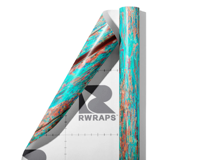 Distressed Aqua Wood Plank Wrap Film Sheets~Rwraps Series 914 Distressed Aqua Wood Plank Scrolled Sheet~4
