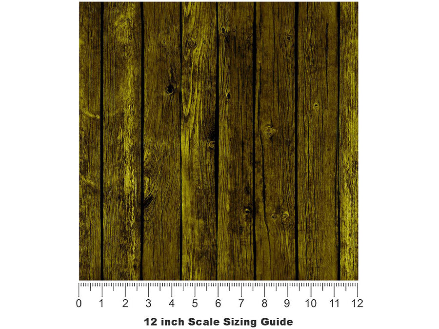 Distressed Aureolin Wood Plank Vinyl Film Pattern Size 12 inch Scale~Rwraps Distressed Aureolin Wood Plank Sizing Chart~3