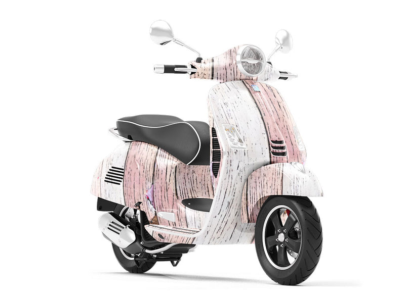 Distressed Blush Wood Plank Vespa Scooter Wrap Film