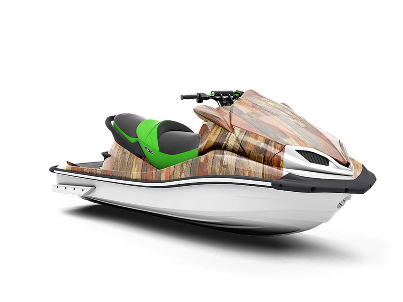 Distressed Cognac Wood Plank Jet Ski Vinyl Customized Wrap