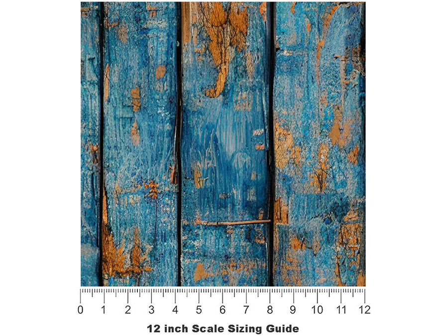 Distressed Denim Wood Plank Vinyl Film Pattern Size 12 inch Scale~Rwraps Distressed Denim Wood Plank Sizing Chart~3