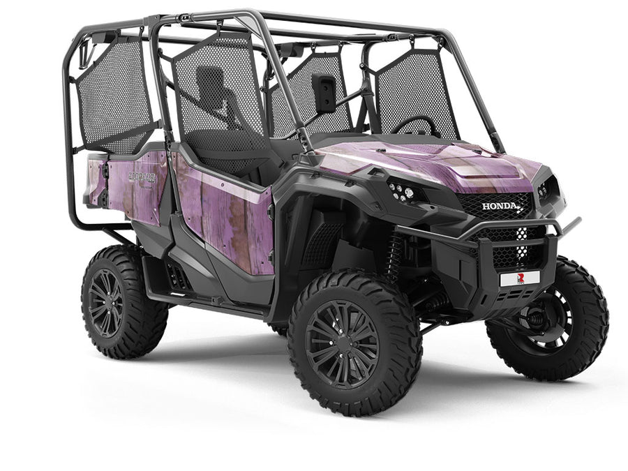 Distressed Periwinkle Wood Plank Utility Vehicle Vinyl Wrap