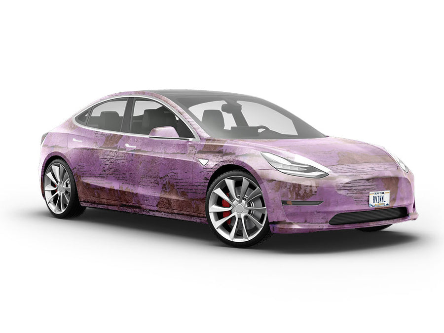 Distressed Periwinkle Wood Plank Vehicle Vinyl Wrap