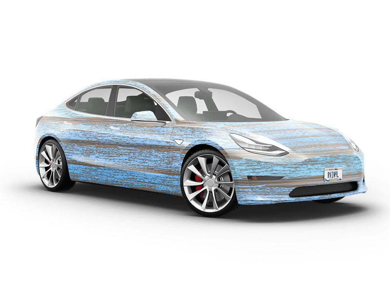Distressed Powder Wood Plank Vehicle Vinyl Wrap
