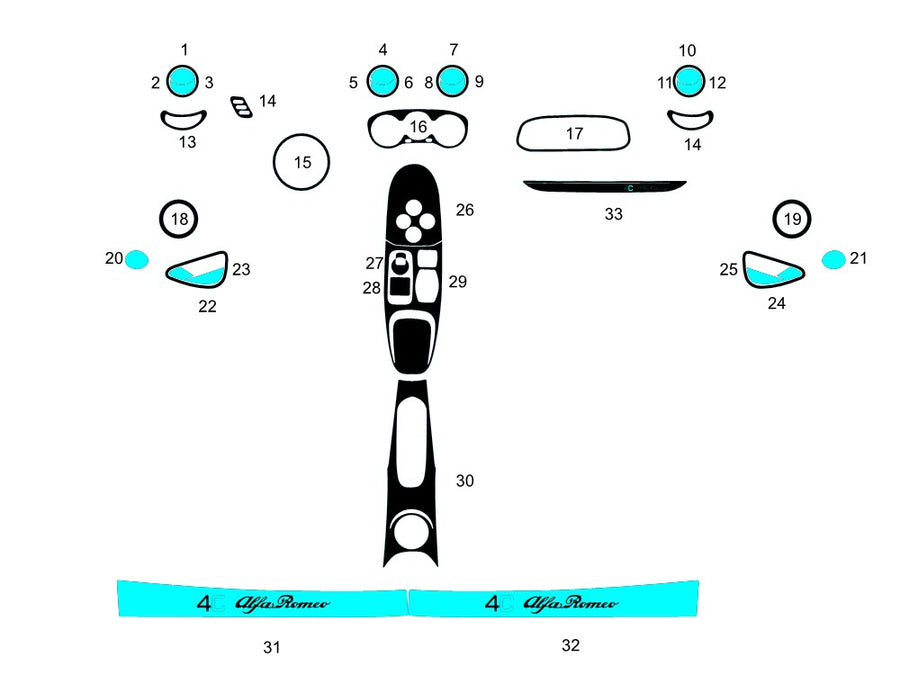 alfa romeo 4c 2015-2020 Dash Kit Diagram