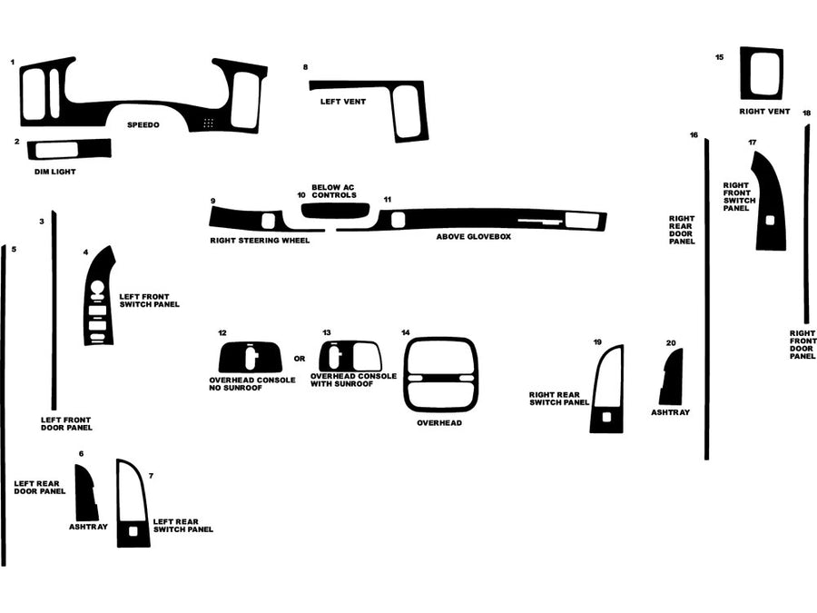 buick park avenue 2000-2005 Dash Kit Diagram