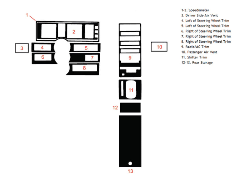cadillac allante 1987-1989 Dash Kit Diagram