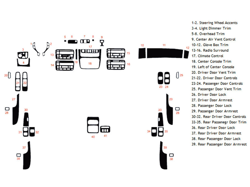 cadillac deville 2000-2005 Dash Kit Diagram