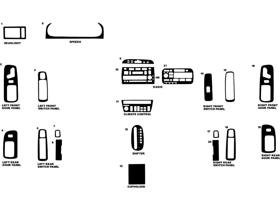 cadillac deville 1997-1999 Dash Kit Diagram