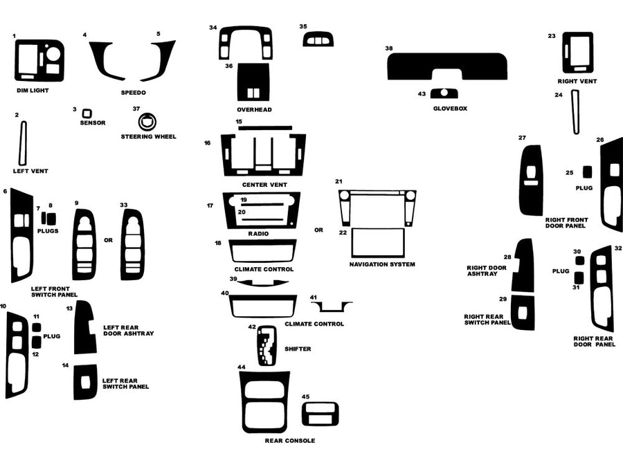 cadillac dts 2006-2011 Dash Kit Diagram