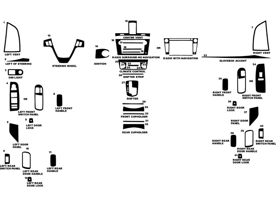 cadillac srx 2007-2009 Dash Kit Diagram