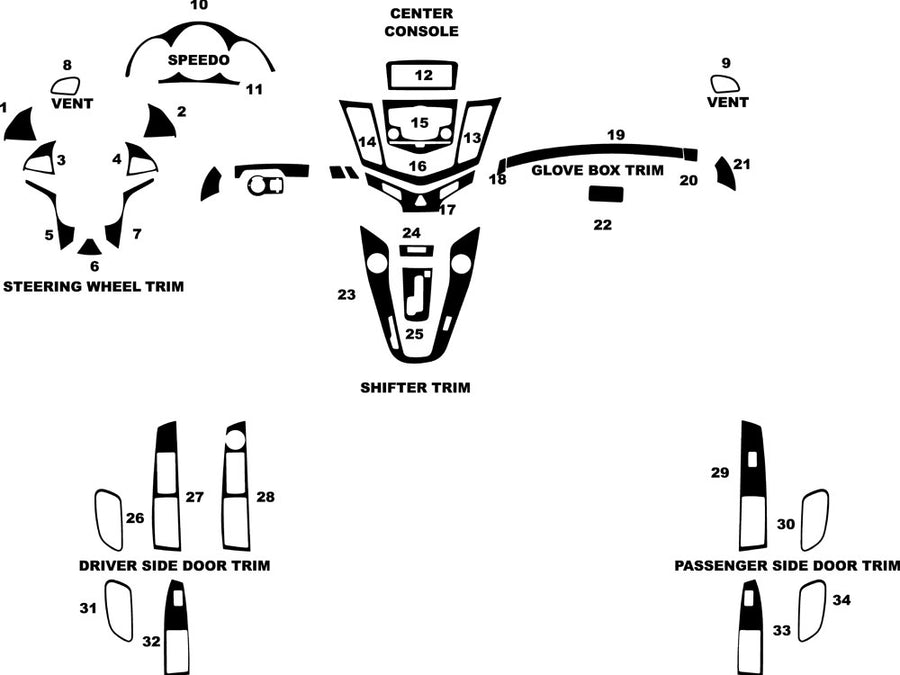 chevrolet cruze 2011-2015 Dash Kit Diagram