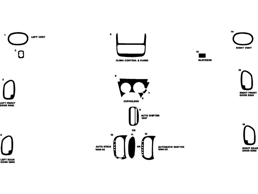 dodge stratus 1997-2000 Dash Kit Diagram