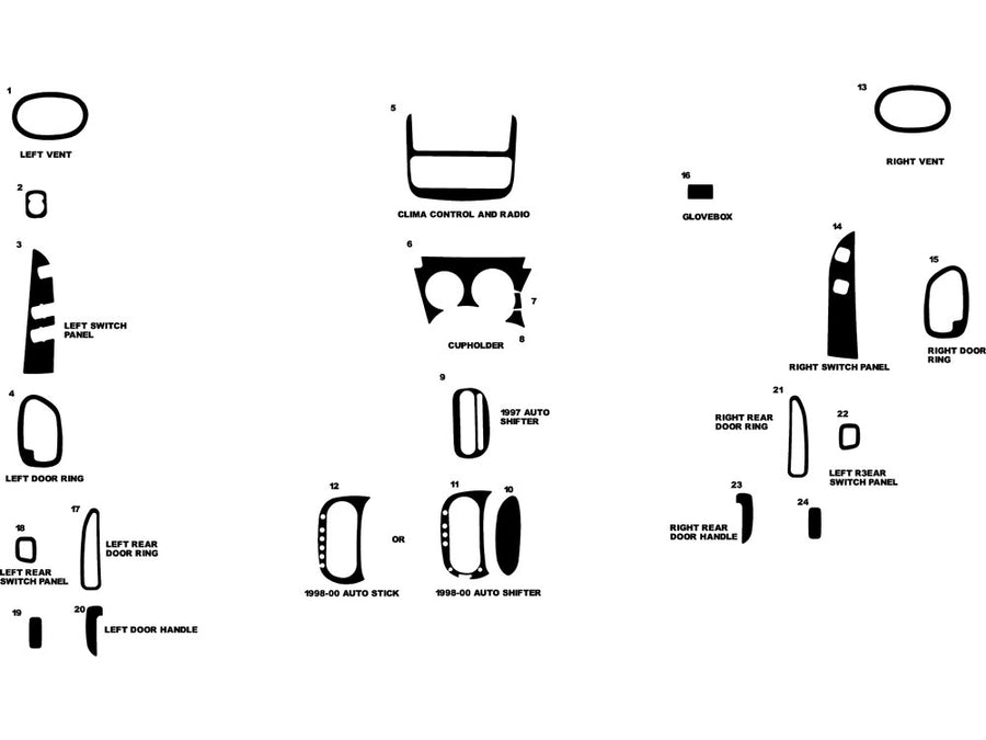 chrysler sebring 1995-2000 (jx) Dash Kit Diagram