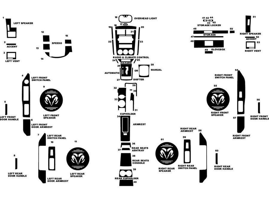 dodge caliber 2007-2009 Dash Kit Diagram
