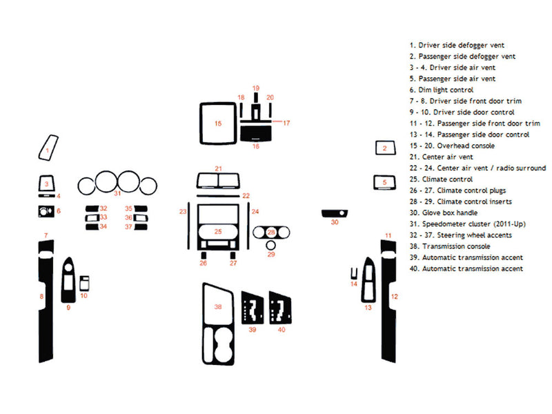 dodge challenger 2008-2014 Dash Kit Diagram