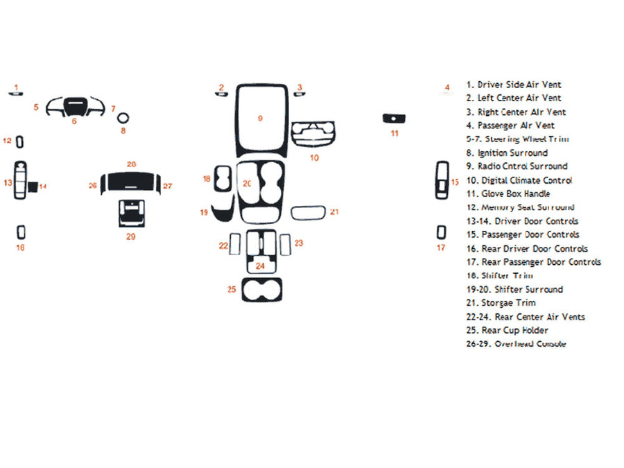 dodge durango 2014-2017 Dash Kit Diagram