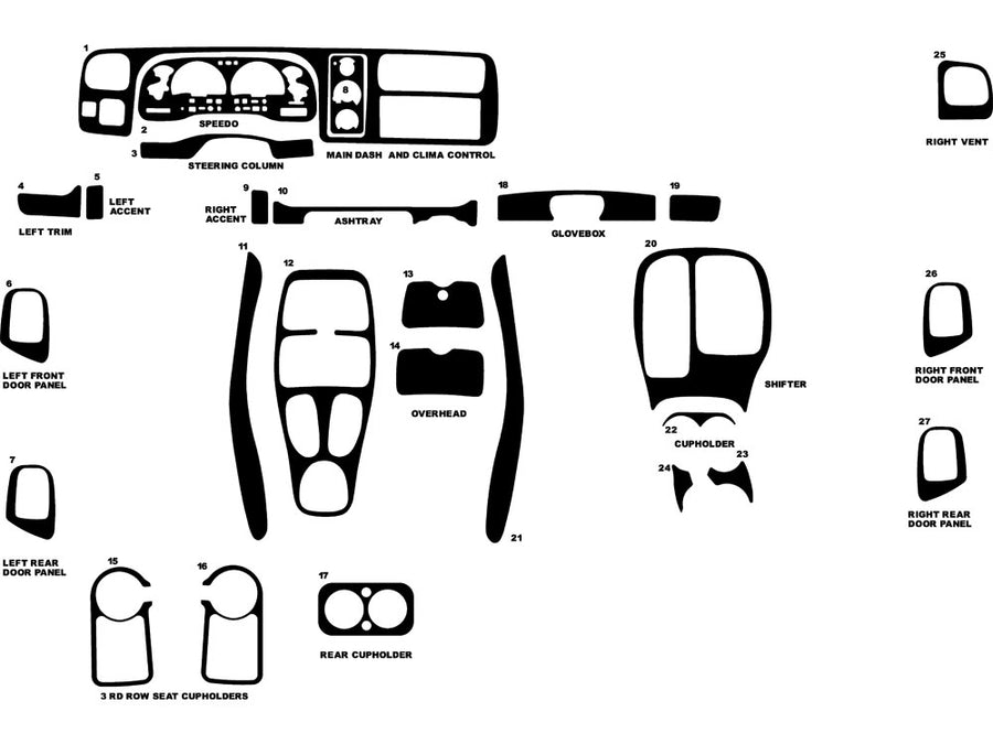 dodge durango 1998-2000 Dash Kit Diagram