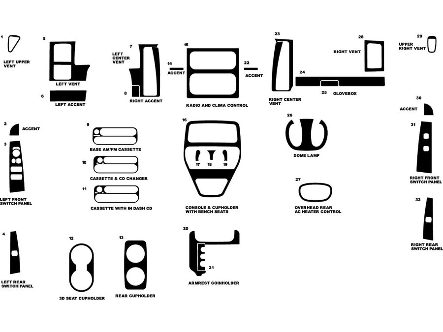 dodge durango 2001-2003 (sport) Dash Kit Diagram