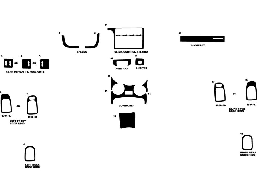 dodge neon 1995-1999 Dash Kit Diagram
