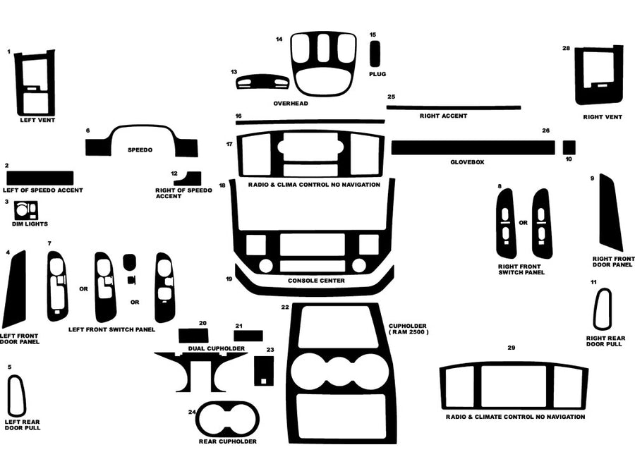 dodge ram 2006-2009 (2500 / 3500) Dash Kit Diagram