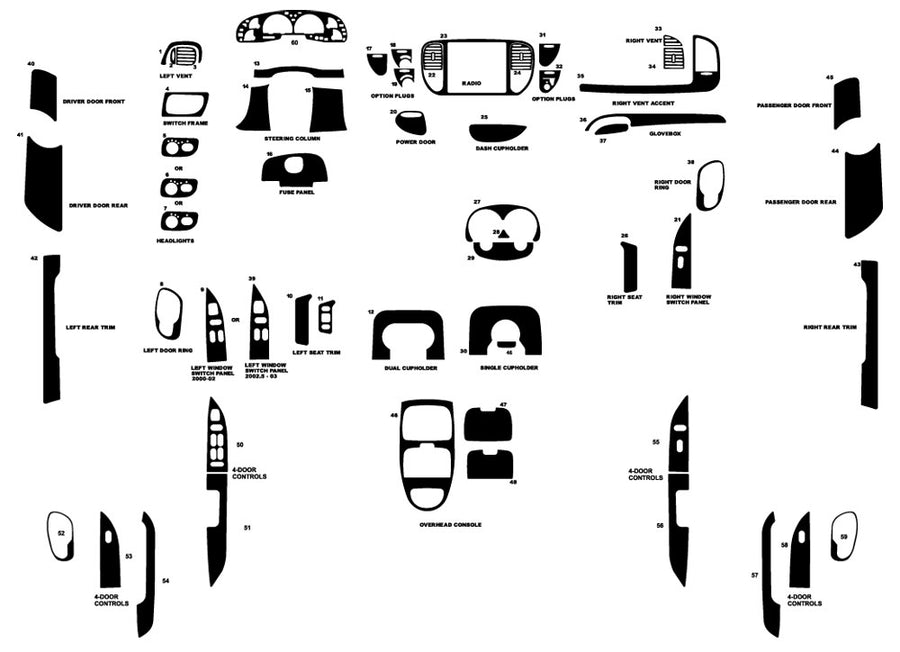 ford f-150 2000-2003 Dash Kit Diagram